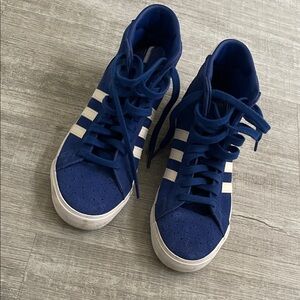 adidas Navy High-Top Sneakers with White Stripes